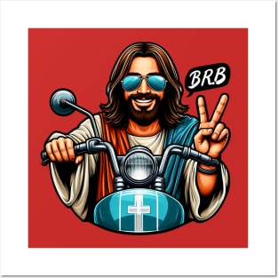 BRB meme Jesus is coming soon Motorbike Posters and Art